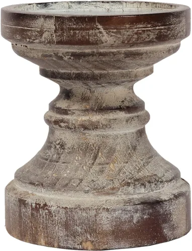 SOFE Portavelas decorativo de pilar, portavelas de madera rústica para centro de mesa, portavelas de granja hechos a mano, candelabros de madera