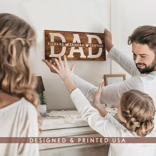Vista 7 de Letreros personalizados de madera para el Día del Padre, con nombres, 6 diseños, 5 colores de madera, placa de madera de pesca personalizada