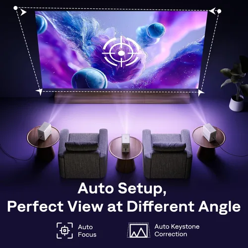Vista 12 de Aurzen Roku - Proyector inteligente para TV con Wifi y Bluetooth, D1R Cube Roku Streaming Experience con motor óptico sellado, 1080P FHD, audio