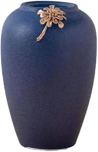 Florero de decoración de mesa Jarrón simple de cerámica azul elegante decoración de banquete de mesa Un color