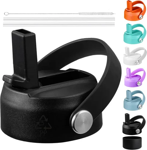Vista 13 de Tapas con popote para Hydroflask de boca ancha de 20, 32, 40 onzas, tapa de popote flexible para botellas de agua deportivas Hydro Flask, tapa