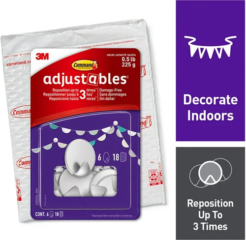 Vista 2 de Command AD85SL-6NA Ganchos circulares plateados reposicionables, 6