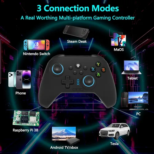 Vista 3 de 2.4G Wireless PC/Switch Controller with RGB Lighting/Programming Keys/Hall Joysticks/Hall Triggers/Vibrations,Three-Mode Switch Controller,Plug and