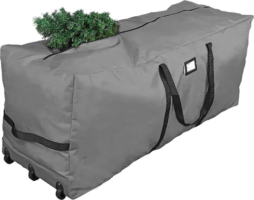 Vista 7 de Bolsa de almacenamiento para árbol de Navidad de Primode, se adapta a árboles de hasta 9 pies de altura, 28" x 16" x 60", contenedor extragrande