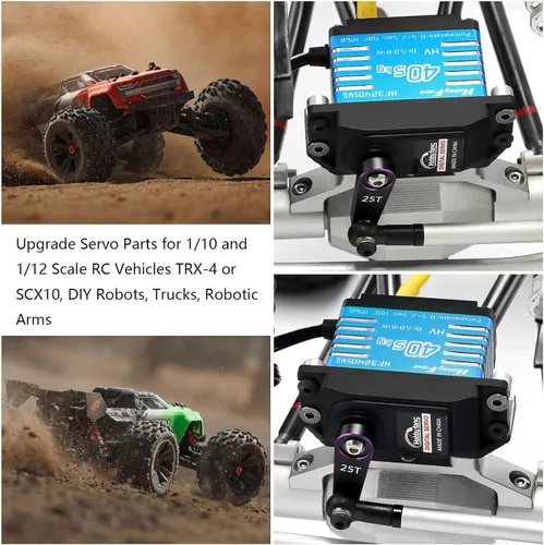 Vista 6 de Hobby Fans Servo digital RC, IP68 impermeable 88.2 lbs de engranaje de metal servo servo de alto par con servo bocina 25T para 1/12 1/10 1/8 RC Car