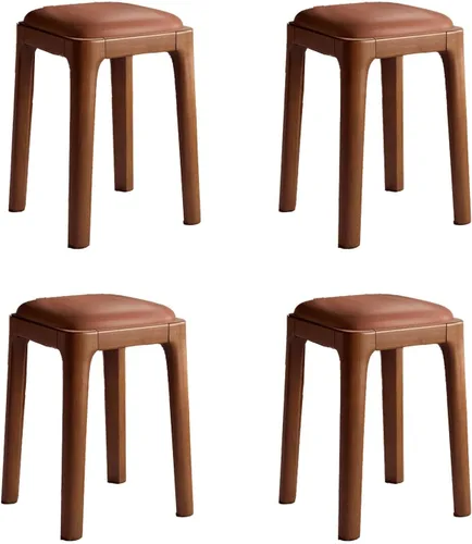 Vista 18 de Wooden Dining Chairs Backless,Kitchen Chairs Stool Stackable,Dining Room Chair with PU Leather Cushion,Square Living Room Chair for Kitchen, Dining