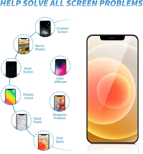 Vista 4 de Para iPhone 12/12 Pro Reemplazo de pantalla de 6.1 pulgadas con altavoz de oído y sensor de proximidad, 12pro 3D pantalla táctil LCD digitalizador