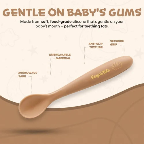 Vista 4 de Cucharas de silicona para bebés de 6 meses o más, cucharas para niños pequeños con punta suave, sin BPA, aptas para microondas y resistentes al