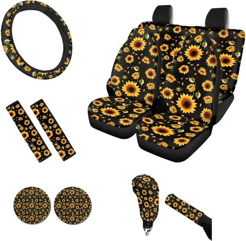 Vista 13 de Ball American Flag - Juego de 11 accesorios para automóvil, ajuste universal para la mayoría de automóviles, juego de fundas de asiento