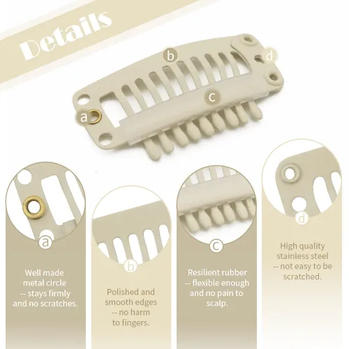 Vista 3 de Dreamlover - Clips para extensiones de cabello, clips para peluca con 9 dientes, 30 piezas
