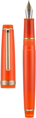 Vista 24 de Jinhao 82 Pluma estilográfica acrílica, plumín medio de iridio con convertidor de tinta, diseño clásico transparente morado, pluma de escritura