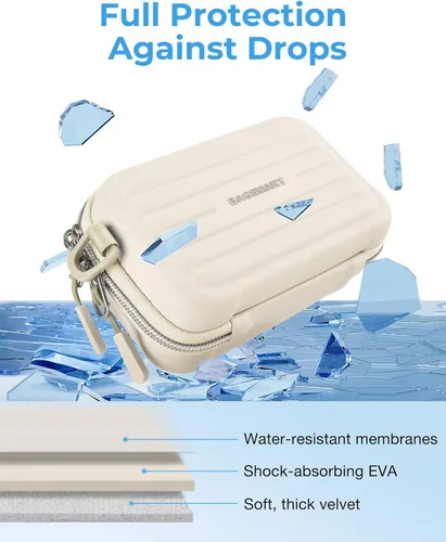 Vista 3 de BAGSMART Funda para cámara digital, impermeable y protectora para cámara pequeña con 2 formas de transporte, bolsa ligera para cámara Canon Beige