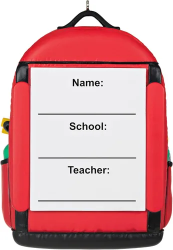 Vista 2 de Hallmark Keepsake Adorno de Navidad, año 2021, mochila de recuerdos escolares marco de fotos