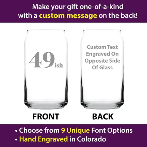 Vista 2 de Custom 49ish - Funny 16 oz Personalized Beer Can Pint Glass - 50th Birthday Gifts for Men or Women Turning 50 - Fun Bday Decor