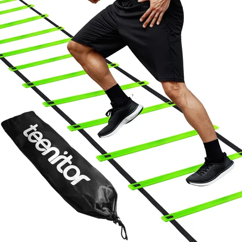 Teenitor Escalera de agilidad Escalera de velocidad para fútbol, velocidad, fútbol, fitness, entrenamiento de pies, bolsa de transporte, equipo de