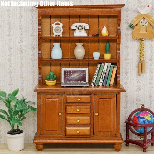 Vista 5 de Odoria 1/12 - Muebles en miniatura para casa de muñecas, color marrón