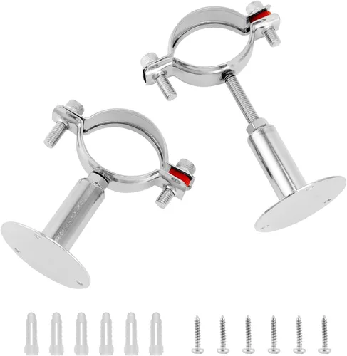 QWORK Soporte de montaje en pared y techo de tubo de diámetro exterior ajustable de 2 pulgadas - Abrazadera de soporte inoxidable para varillas,