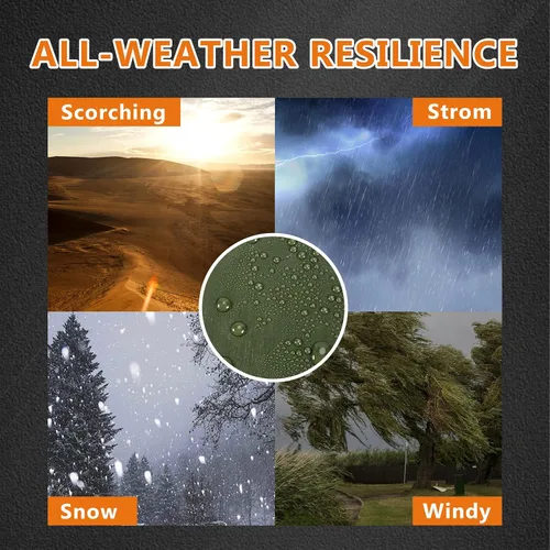 Vista 7 de Lona impermeable súper resistente con protección UV, a prueba de rasgaduras y roturas, con ojales para emergencia, refugio lluvioso, lona de Verde