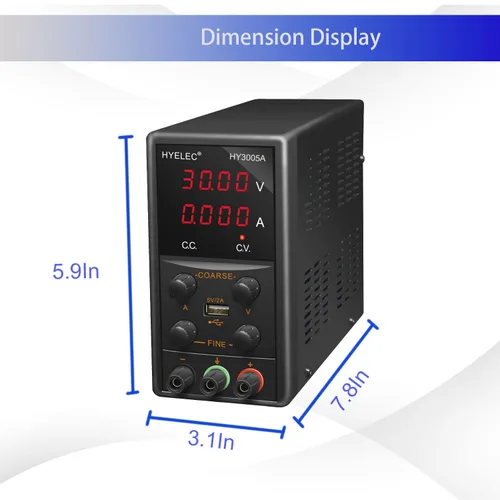 Vista 7 de Fuente de alimentación CC variable 30V 5A, fuente de alimentación conmutada Hyelec con salida USB de 5 V 2 A, fuente de alimentación regulada