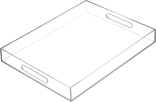 Vista 12 de Bandeja de servir acrílica resistente y brillante en negro con asas - 12x12 pulgadas - Bandeja para servir café, aperitivos, desayuno, mayordomo