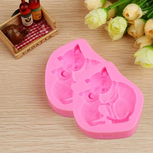 Vista 5 de Molde de silicona 3D con forma de gato para abrazar amor maternal para bricolaje, chocolate, dulces, cupcakes, decoración de pasteles, postres