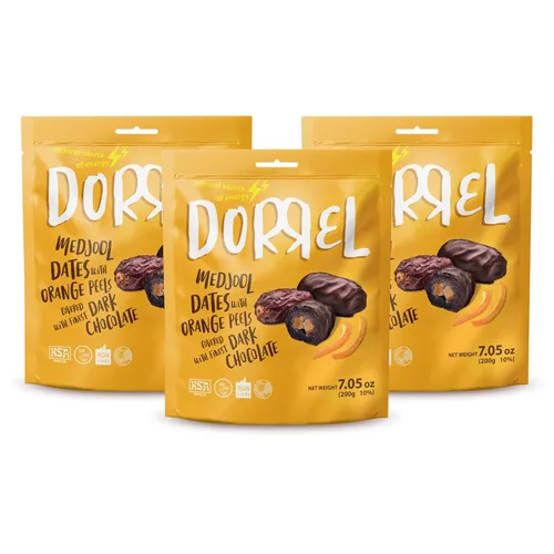 Vista 29 de DORREL - Dátiles cubiertos de chocolate negro belga (Medjool) con relleno de nueces, aperitivo de chocolate vegano de alta energía, delicioso