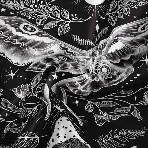 Vista 5 de Naykow Tapiz gótico de polilla de mariposa, hippie y emo, grunge, gótico, champiñón, bruja para dormitorio, estético, vertical, vertical, vintage