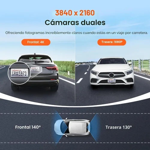 Vista 3 de 70mai Cámara de tablero 4K delantera y trasera con STARVIS, cámara de automóvil WiFi y GPS de 5 GHz integrada, Super visión nocturna, ADAS, pantalla