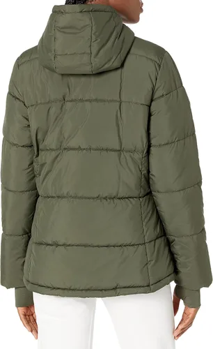 Vista 3 de Tienda Essentials - Abrigo abombado y pesado de manga larga con capucha para mujer (disponible en talla extragrande)