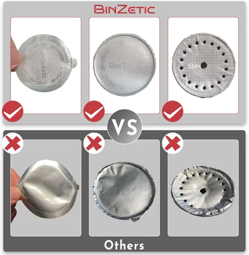 Vista 6 de BinZetic® 100 tapas de sellado de papel de aluminio para cápsulas Nespresso Vertuo [2.441 in, grado alimenticio] más adecuadas para el kit