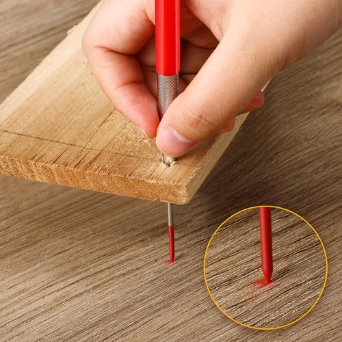 Vista 6 de Enhon Juego de 3 lápices de carpintero mecánico de 0.079 pulgadas con 36 recambios de marcadores y sacapuntas, herramienta de marcado de carpintería