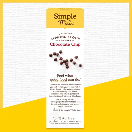 Vista 6 de Simple Mills Galletas crujientes de harina de almendras, chispas de chocolate, sin gluten, vegano, bocadillos saludables, hechos con aceite de coco