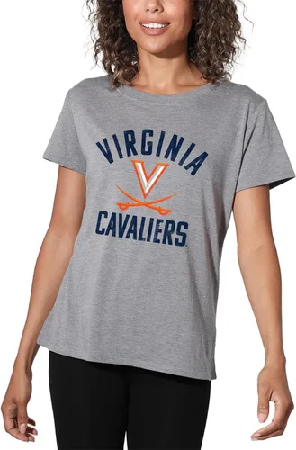 Vista 428 de Colección oficial de camisetas sueltas con logotipo desgastado grande universitario para mujer, jaspeado atlético