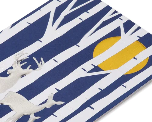 Vista 4 de Papyrus Tarjetas navideñas en caja con sobres, pensando en ti con los deseos más cálidos, ciervos (12 unidades)