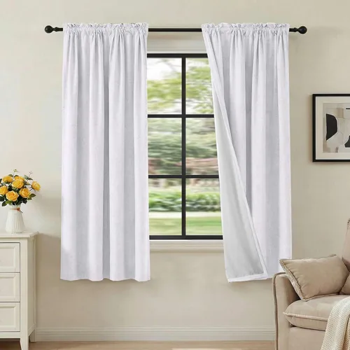 Vista 65 de H.VERSAILTEX Cortinas de aspecto de lino 100% opacas de 45 pulgadas de largo para dormitorio con bolsillo para cortinero de 42 pulgadas de ancho