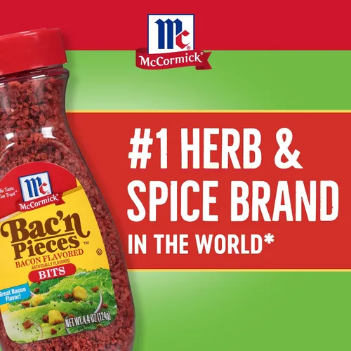 Vista 16 de McCormick Bocaditos de tocino, sabor artificial, alternativa vegana y apta para vegetarianos al tocino, batido en ensaladas, pizza y más para un