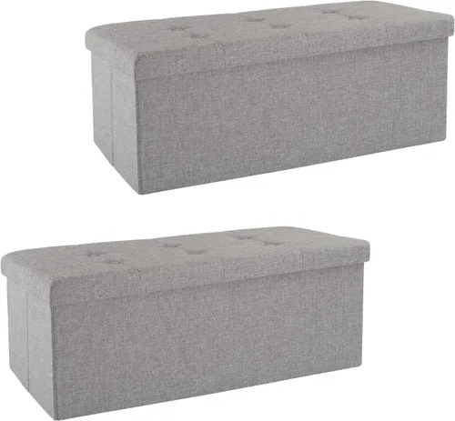 Vista 11 de Lavish Home - Banco otomano con almacenamiento, plegable, tapa acolchada de espuma con punzoneado de 30 pulgadas, gris oscuro