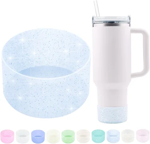 Vista 9 de Funda protectora de silicona con purpurina WORBSS para taza Stanley Cup H2.0 de 20, 30, 40 onzas y botella Hydro Flask de 18-24 onzas con cubierta