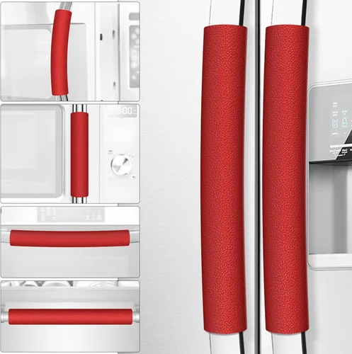 Vista 7 de Fundas para manijas de puerta de refrigerador, 6 unidades, fundas de cuero para manijas de electrodomésticos, mantiene tu nevera, microondas, horno