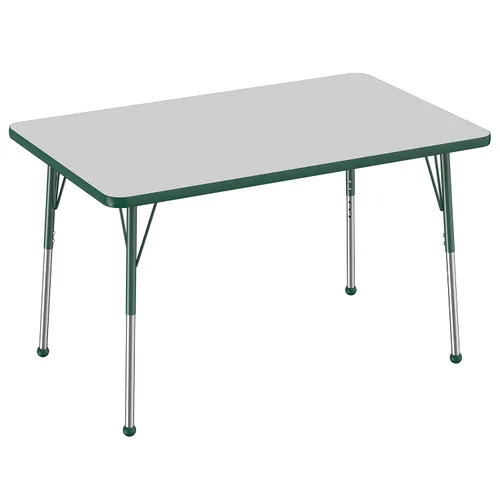 Vista 48 de FDP - Mesa rectangular para actividades escolares y de oficina (24 x 36 pulgadas), patas estándar con deslizadores giratorios, altura ajustable
