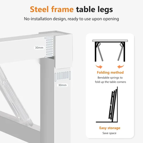 Vista 21 de DlandHome Escritorio plegable pequeño de 31.5 pulgadas, escritorio de computadora para oficina en casa, mesa plegable para espacios pequeños,