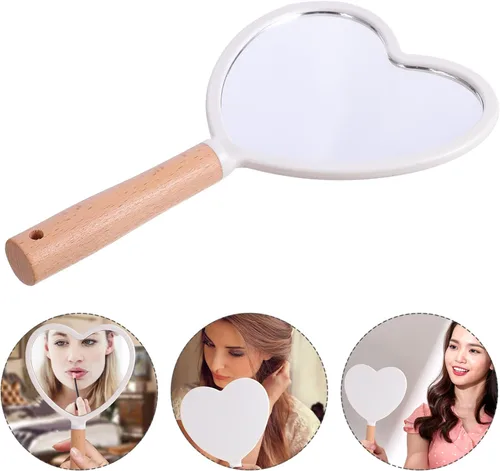 Vista 6 de Beaupretty Espejos de mano en forma de corazón, espejo de mano, espejos de maquillaje de viaje, espejos de mano con mango espejo cosmético