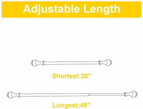 Vista 7 de NICETOWN Barras de cortina pequeñas para ventanas de 28 a 48 pulgadas, decoración ajustable de 5/8 pulgadas de diámetro con remates creativos
