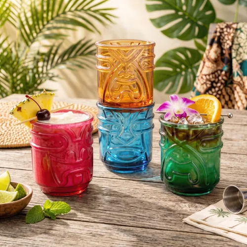 Vista 3 de Final Touch Tiki - Vasos de cóctel, transparentes, juego de 4, 12 oz