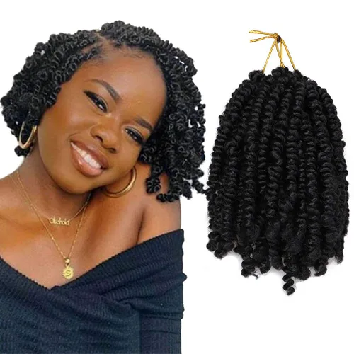 Dorsanee Extensiones de cabello sintético corto estilo Bob Spring Twist de 6 pulgadas, 6 paquetes de extensiones de cabello sintético pretrenzado
