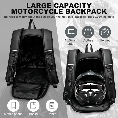 Vista 27 de Mochila de motocicleta,Mochila de casco resistente al agua para hombres,Accesorios de motocicleta,Mochila de viaje