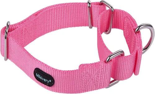 Mikivery Martingale - Collar de nailon ajustable y de entrenamiento de seguridad, colorido y cómodo, con hebilla de metal, collares para mascotas
