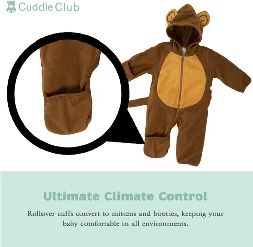 Vista 2 de Enterizo de vellón Bunting para bebé rómper con capucha para niño de una sola pieza ropa de exterior chaqueta