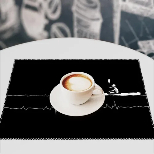 Vista 7 de Rowing Heartbeat Placemats Set of 6 Resistant Table Mats Washable Place Mats for Dinner Party Table Decoration