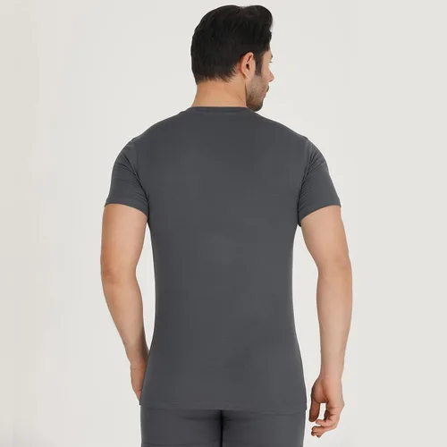 Vista 5 de Camisetas para hombre de rayón hechas de bambú, ajuste moderno, camiseta interior que absorbe la humedad, cuello redondo, camisetas con cuello en V